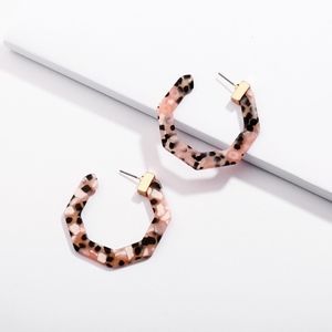 NEW!! Geometric Hexagon Devri Resin Hoop Earrings